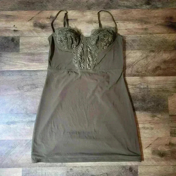 Urban Outfitters Olive Corset Mini Dress Size Medium - Picture 2 of 7